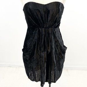 Anthropologie 4 Silk Velvet Mini Dress Black LBD Glam Animal Halloween Costume